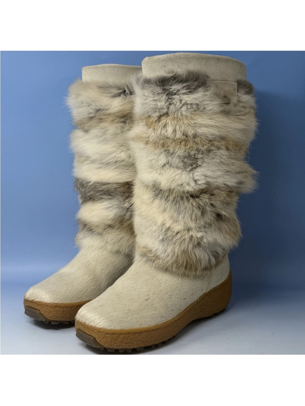 Women's Cream Fur Mid-Calf Winter Boots
